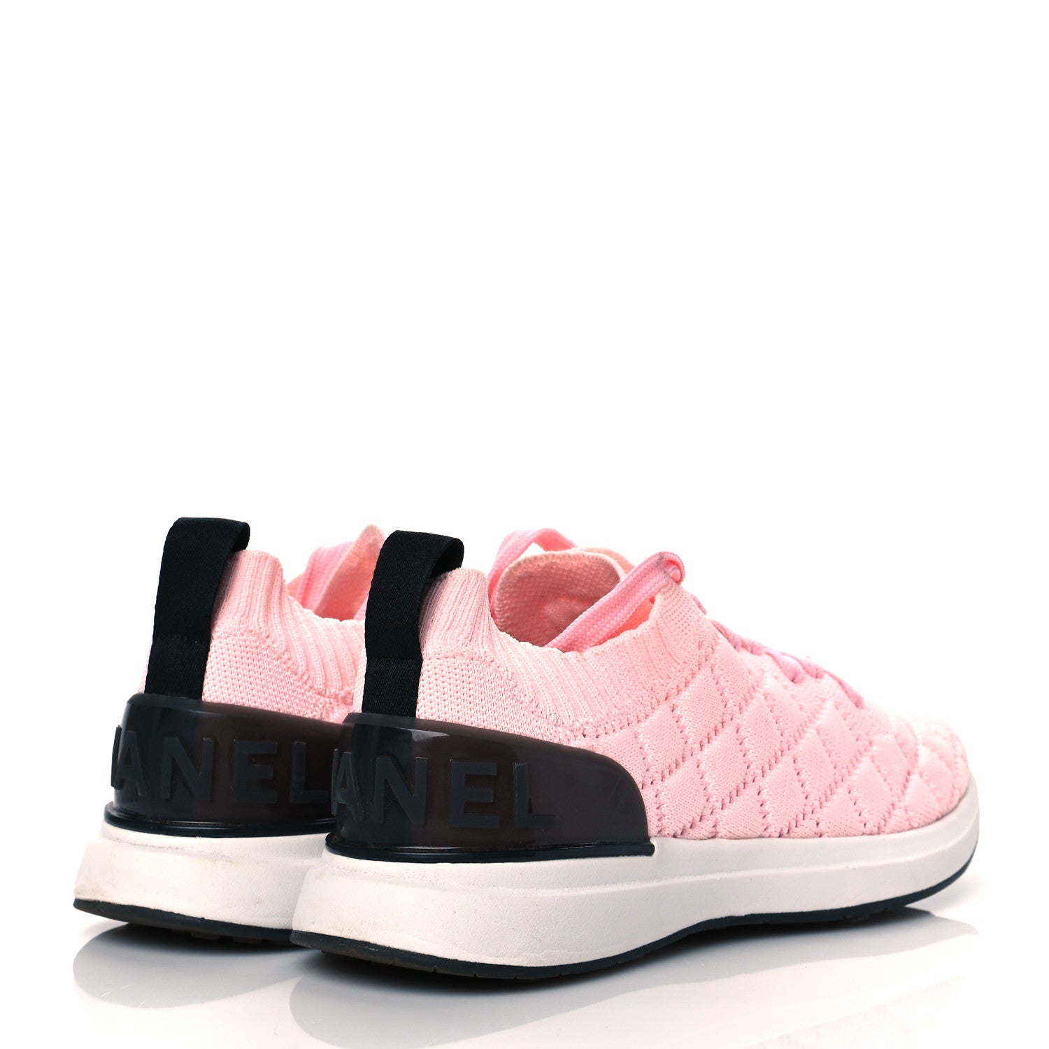 Chanel Mixed Fibers Quilted Womens CC Sneakers 37.5 Light Pink 4 of 7