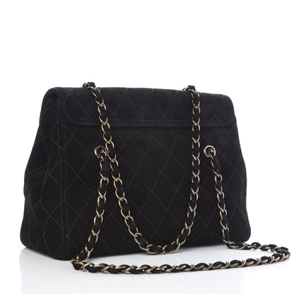 Chanel Suede Diamond Stitched Flap Bag Black 3 of 9