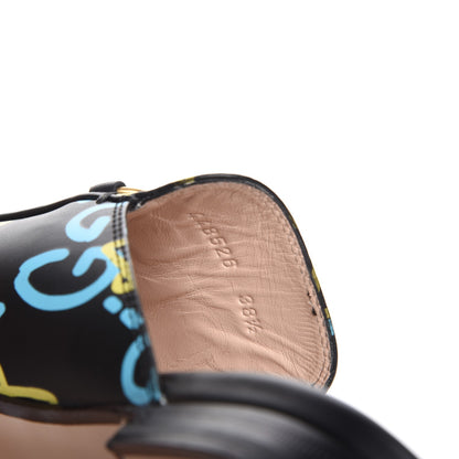 Gucci Calfskin GucciGhost Print Womens Princetown Slippers 38.5 Black New Acquamarine 8 of 9