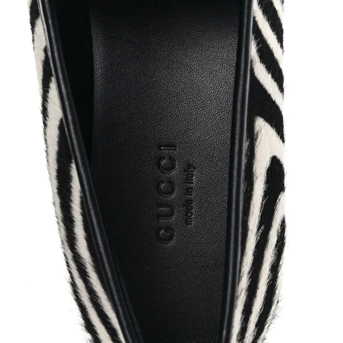 Pony Hair Zebra Print Womens Horsebit Moccasin Loafers 37.5 Black White