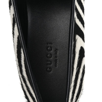 Gucci Pony Hair Zebra Print Womens Horsebit Moccasin Loafers 37.5 Black White 8 of 10