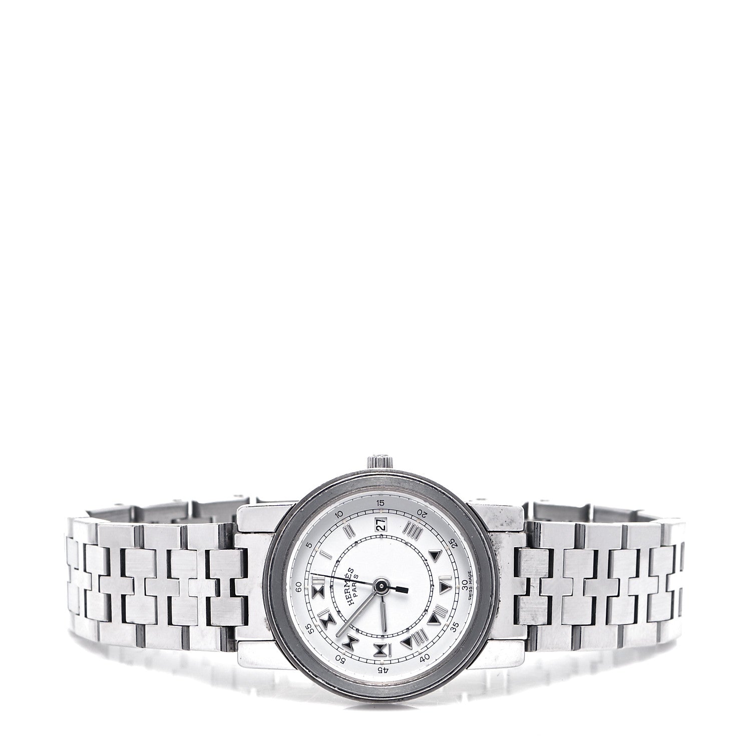 Hermes Stainless Steel 26mm Clipper Roman Quartz Watch 2 of 6