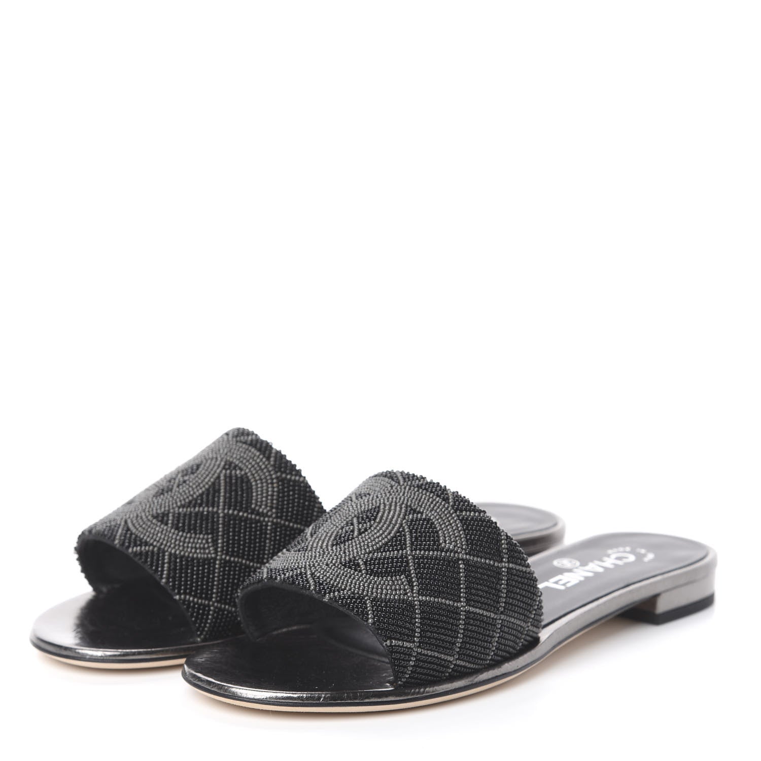 Chanel Pearl Embroidery CC Mules 39 Black 3 of 7