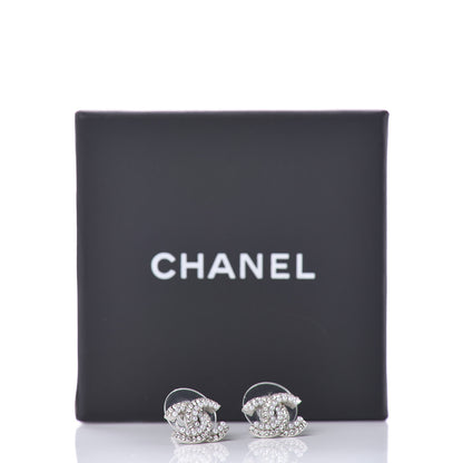 Chanel Pearl Crystal CC Earrings Silver 5 of 5