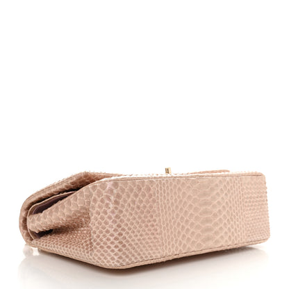 Chanel Metallic Snakeskin Jumbo Double Flap Pink 4 of 10