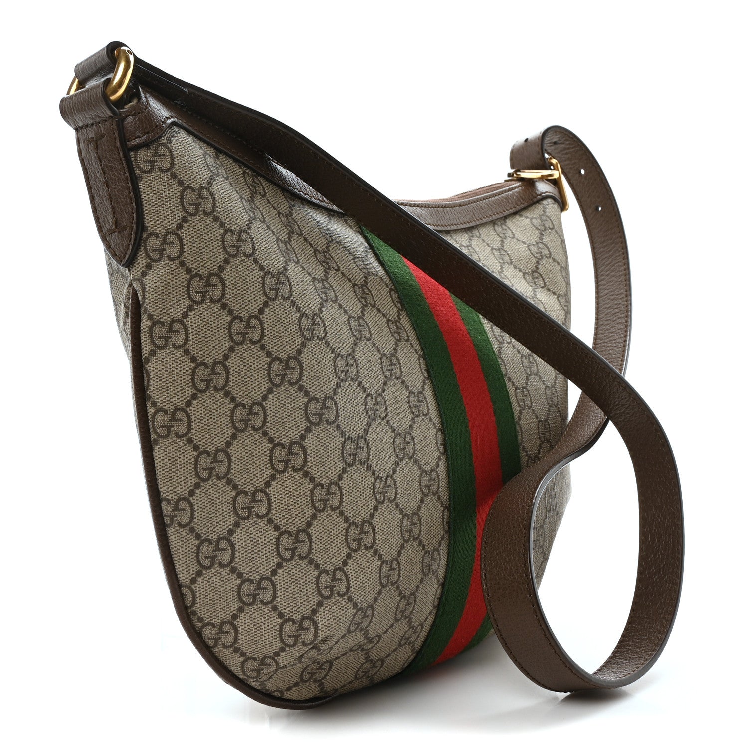 Gucci GG Supreme Monogram Web Small Ophidia Half Moon Hobo Brown 3 of 10