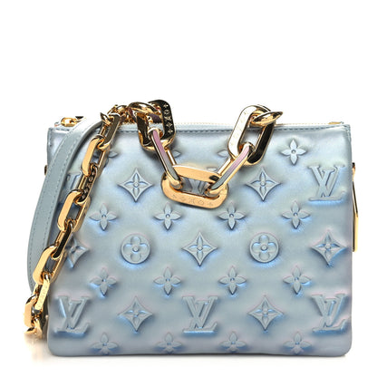 Louis Vuitton Metallic Lambskin Embossed Monogram Coussin BB Blue 1 of 11