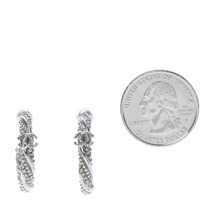 Chanel Crystal Twist CC Hoop Earrings Silver 2 of 6