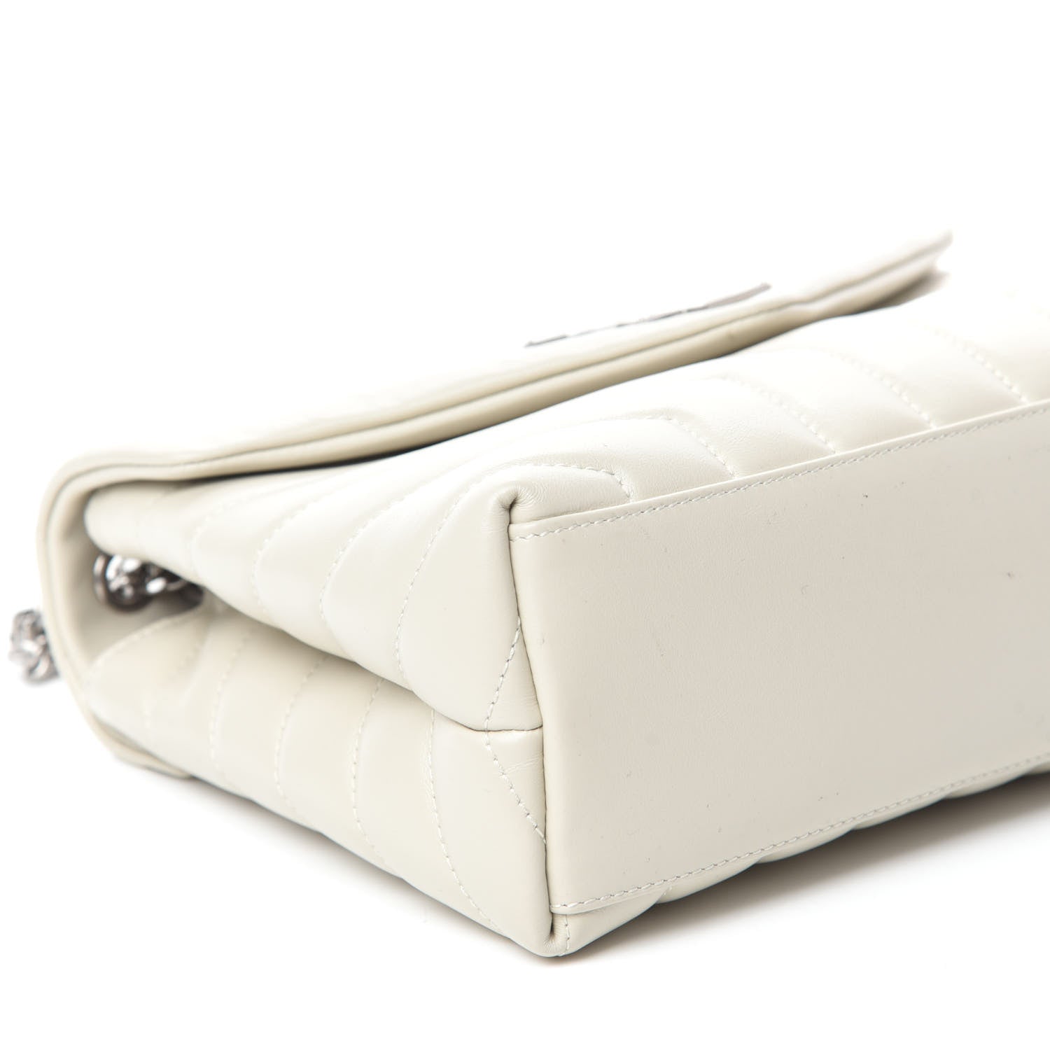 Saint Laurent Calfskin Y Quilted Monogram Small Loulou Chain Satchel Ivory 6 of 11