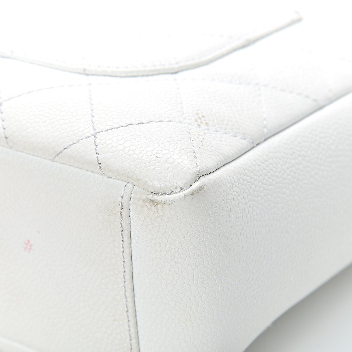 Caviar Quilted Petit Shopping Tote PST White