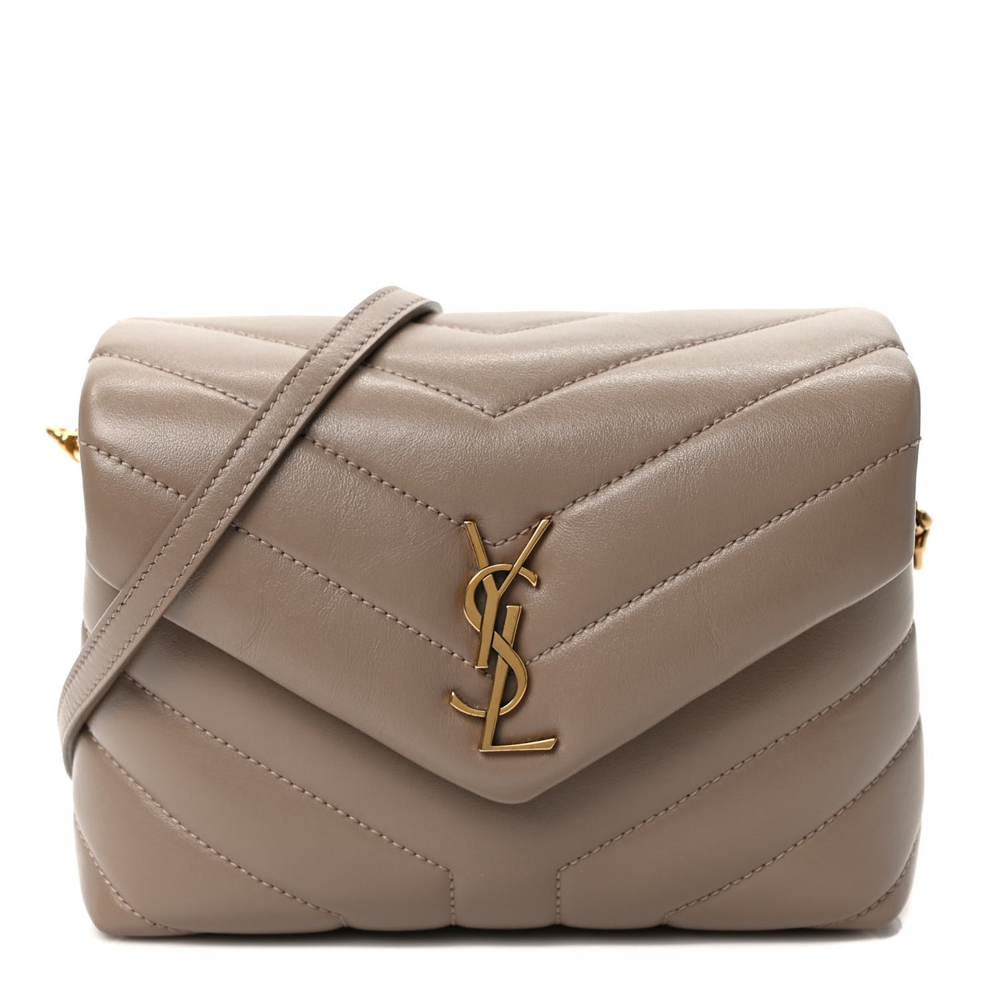 Calfskin Y Quilted Monogram Toy Loulou Crossbody Bag Dark Beige