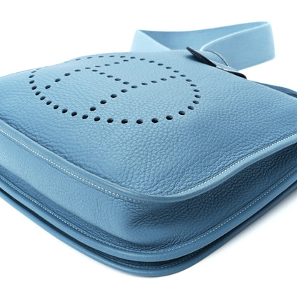 Hermes Taurillon Clemence Evelyne II PM Blue Jean 10 of 10