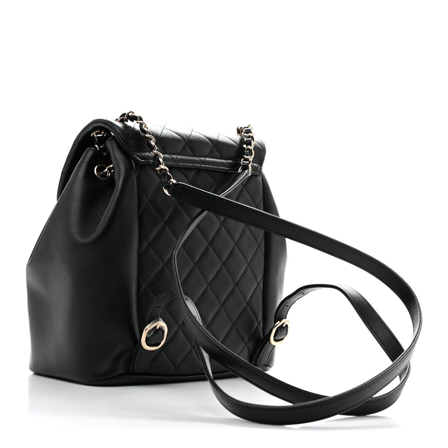 Chanel Lambskin Quilted Large Duma Drawstring Backpack Black 3 of 14