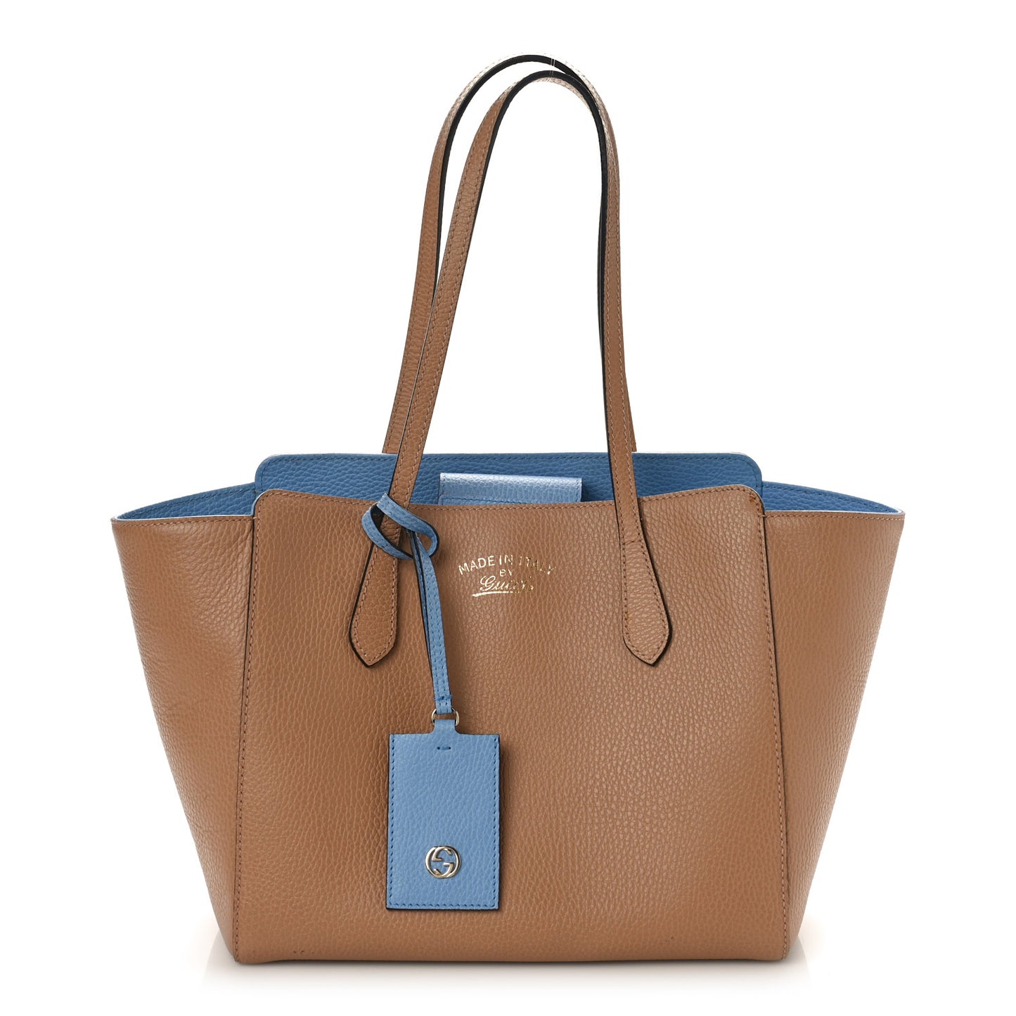 Dollar Calfskin Small Swing Tote Camelia Mineral Blue
