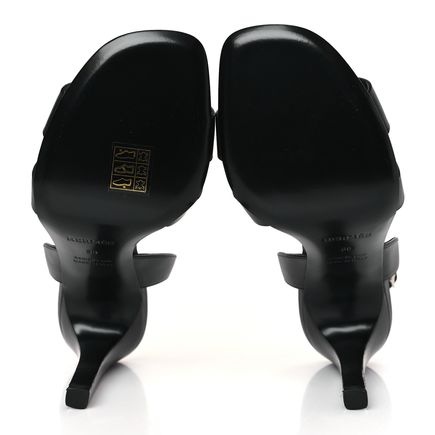 Hermes Calfskin Holy 105 Sandals 38 Black 6 of 9