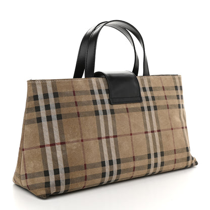 Burberry Suede House Check Tote Black 3 of 8