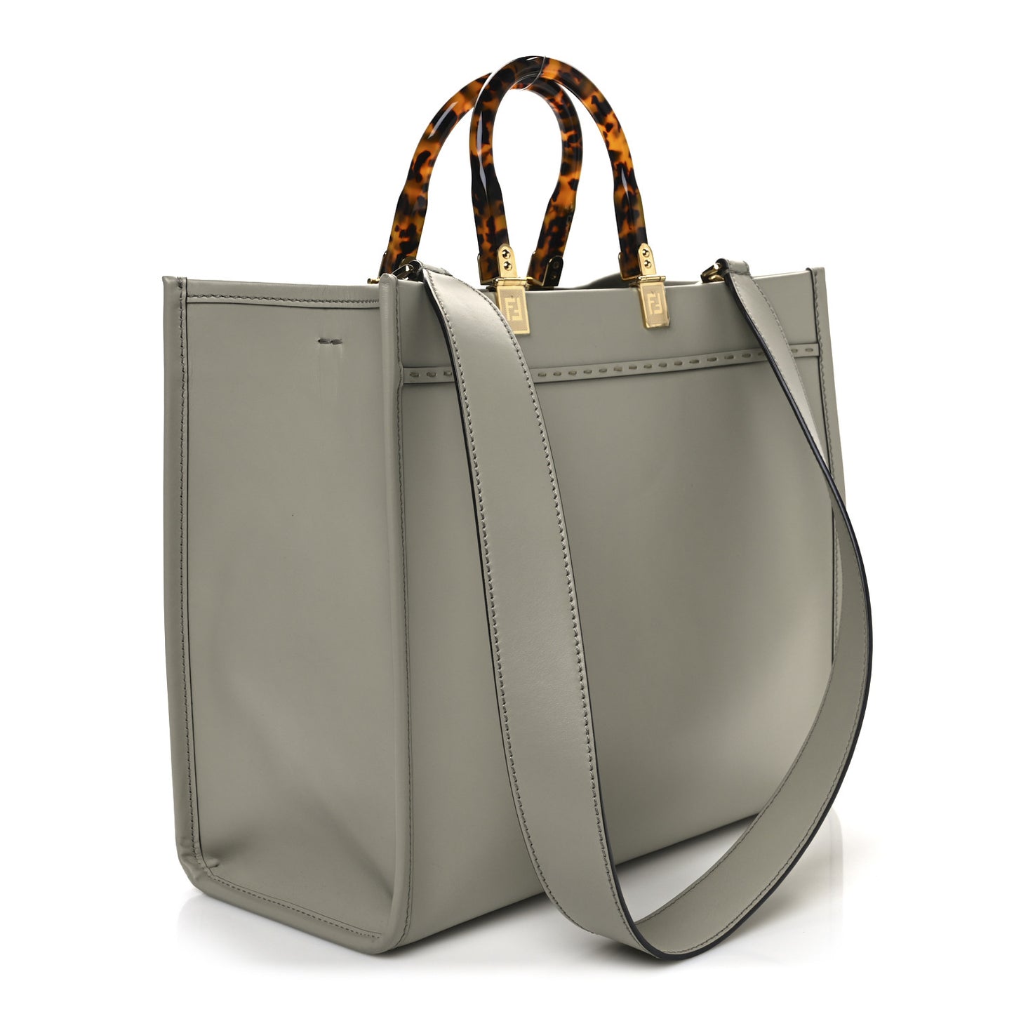 Vitello King Plexiglass Medium Fendi Sunshine Shopper Tote Green Tea