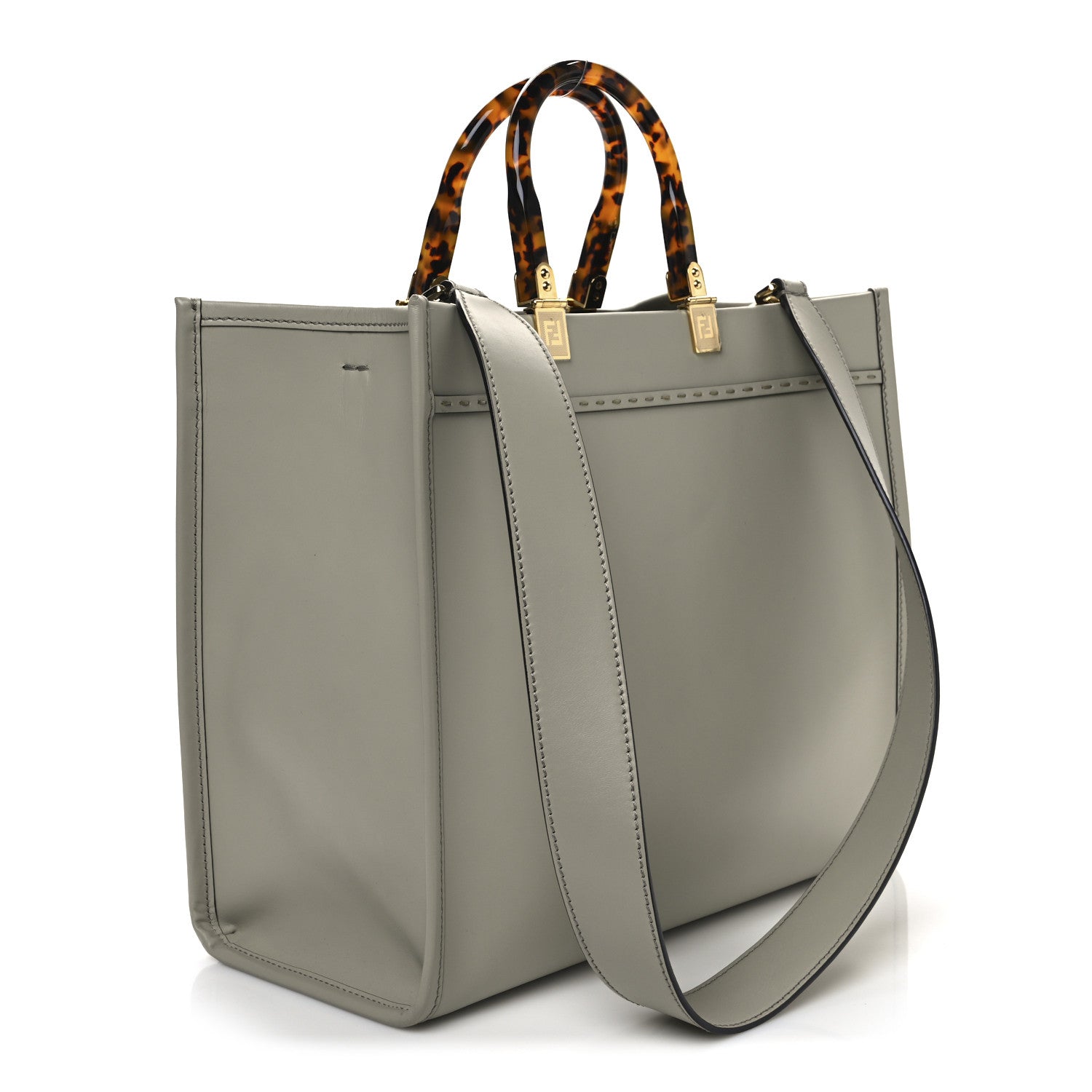 Fendi Vitello King Plexiglass Medium Fendi Sunshine Shopper Tote Green Tea 3 of 12