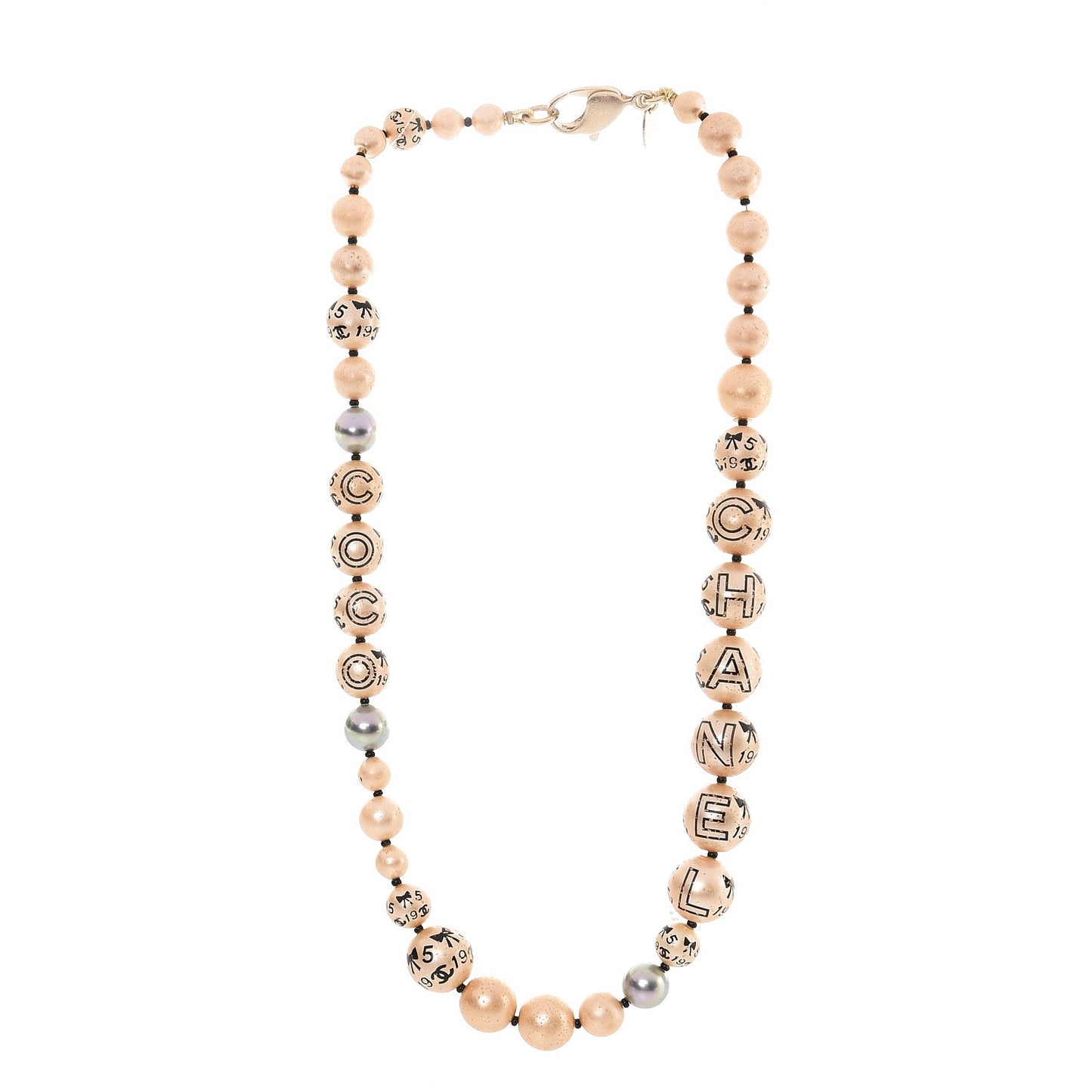 Painted Pearl CC Short Necklace Black Gold