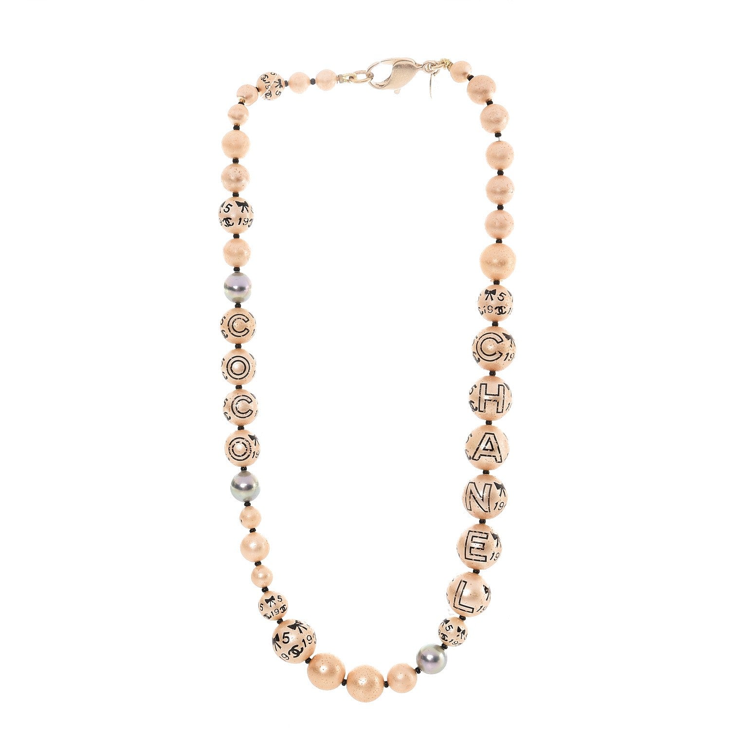 Chanel Painted Pearl CC Short Necklace Black Gold 3 of 4