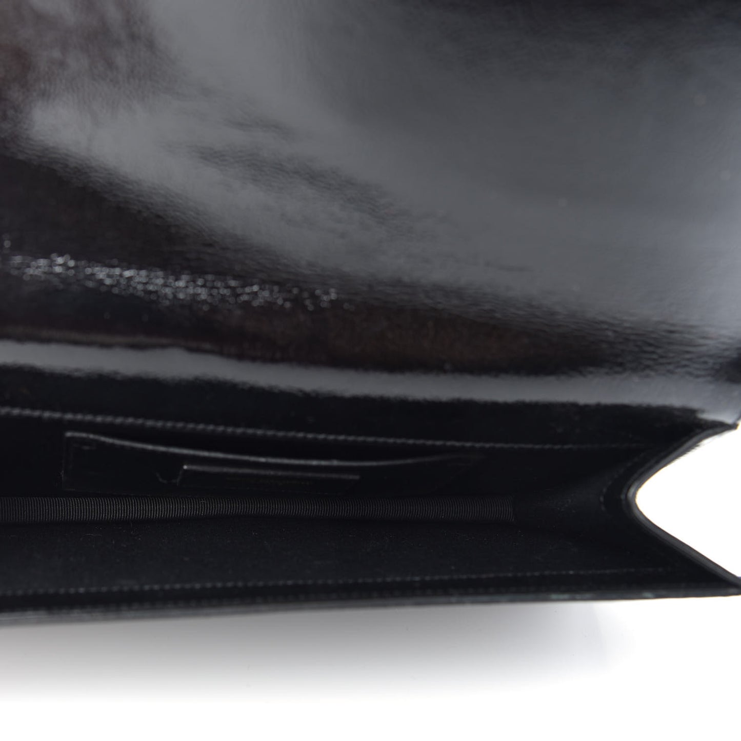 Textured Patent Classic Kate Monogram Clutch Black