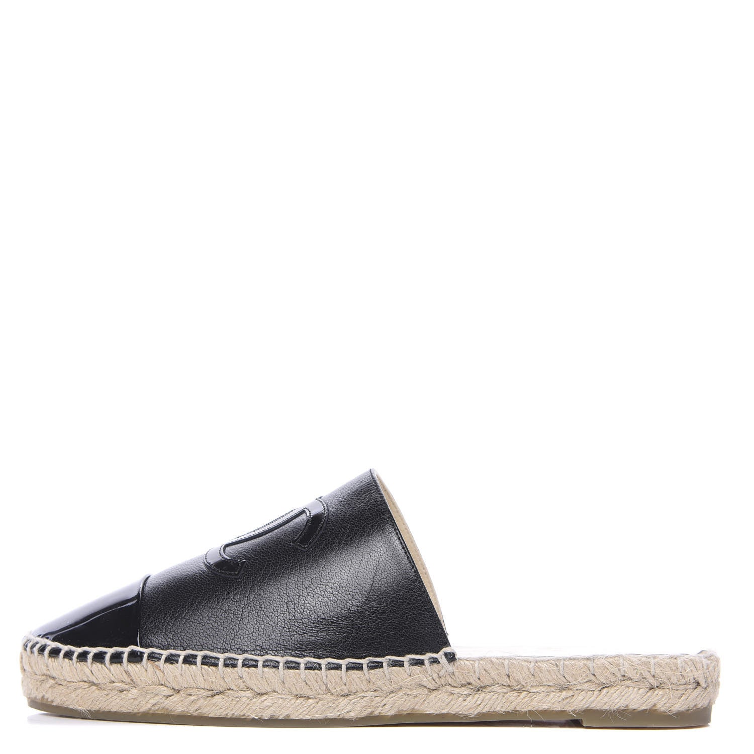 Chanel Iridescent Goatskin Patent CC Espadrille Mules 39 Black 1 of 10