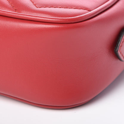 Gucci Calfskin Matelasse Mini GG Marmont Chain Shoulder Bag Hibiscus Red 8 of 8