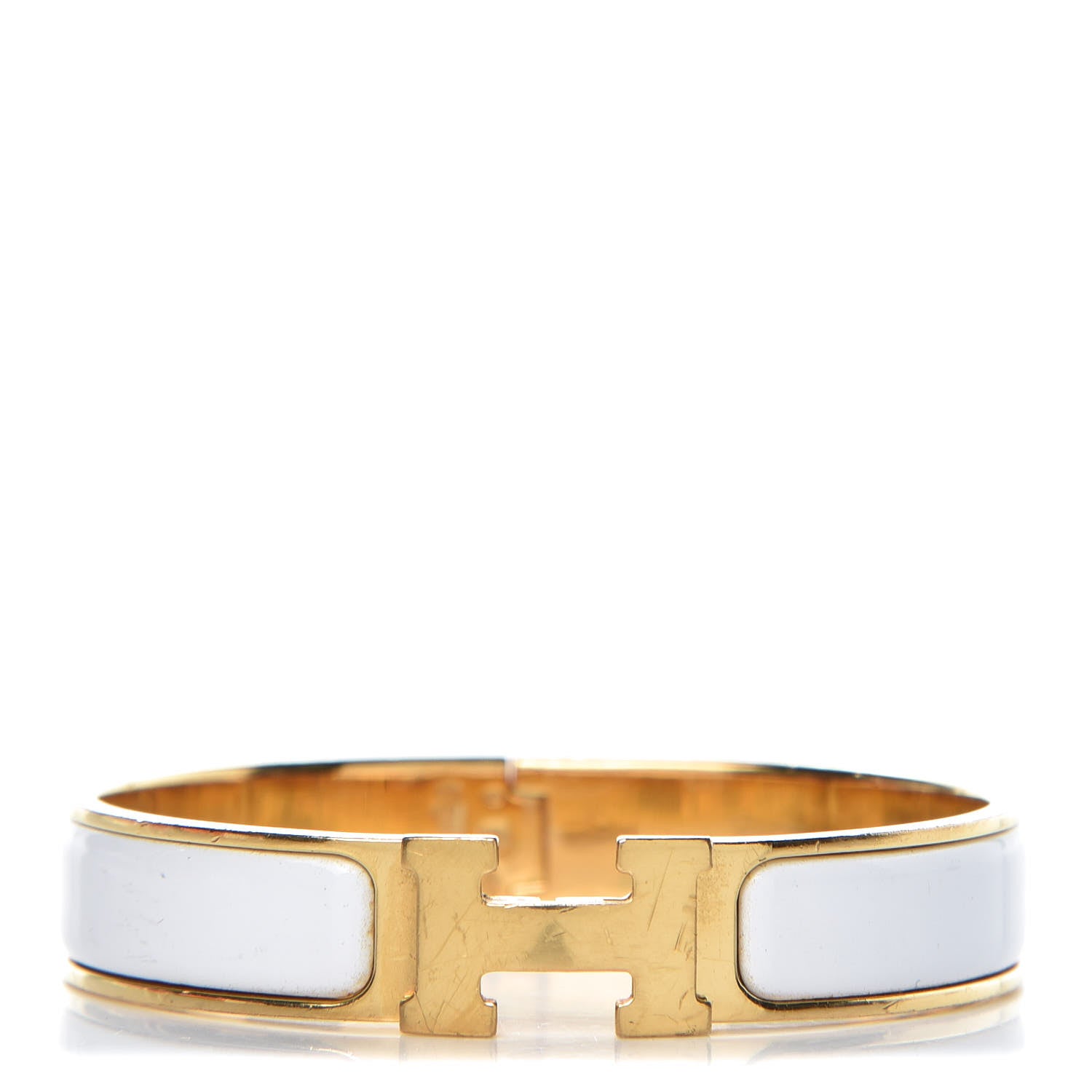 Hermes Enamel Narrow Clic Clac H Bracelet PM White 1 of 6