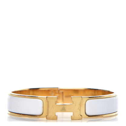 Hermes Enamel Narrow Clic Clac H Bracelet PM White 1 of 6
