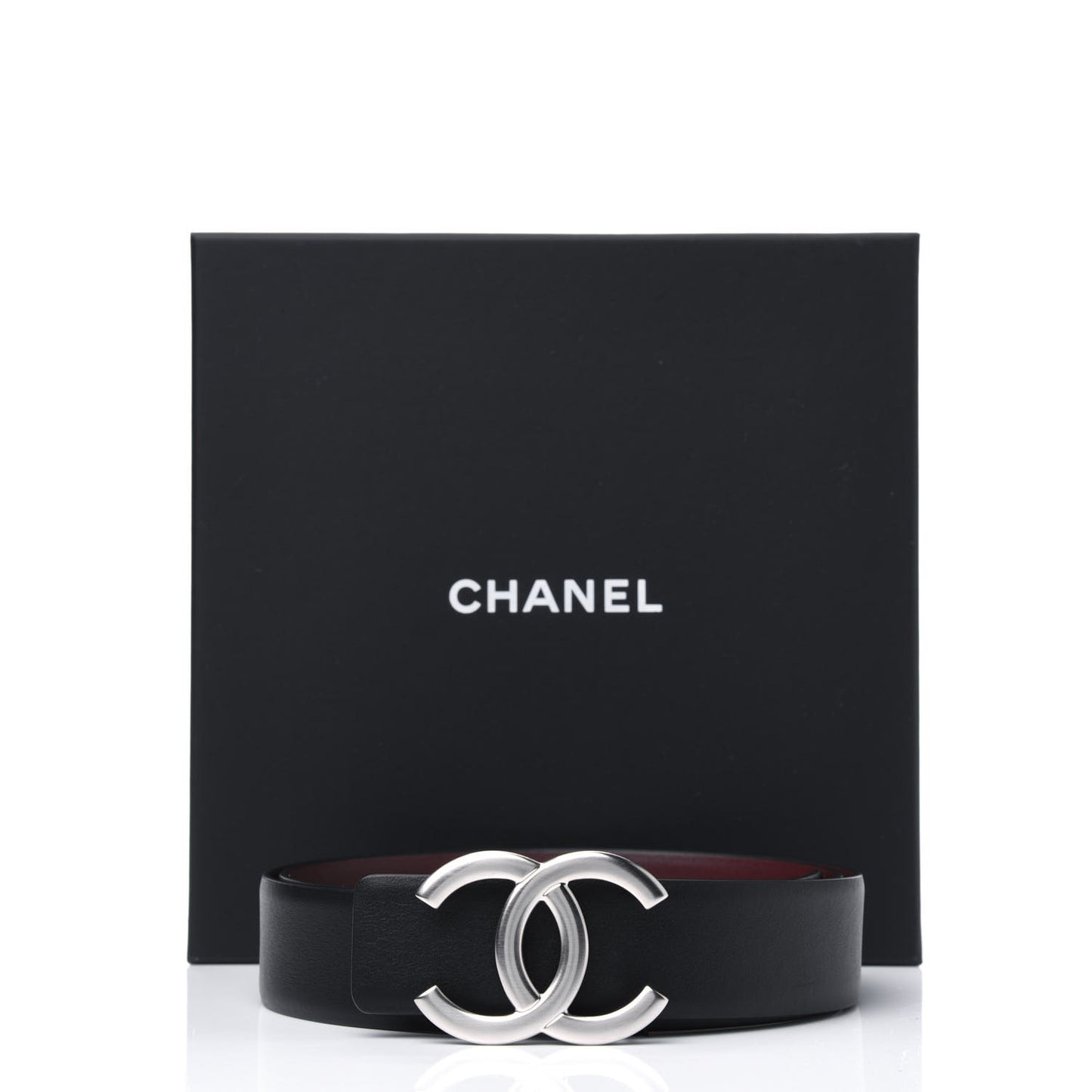Calfskin CC Reversible Belt 80 32 Black Burgundy