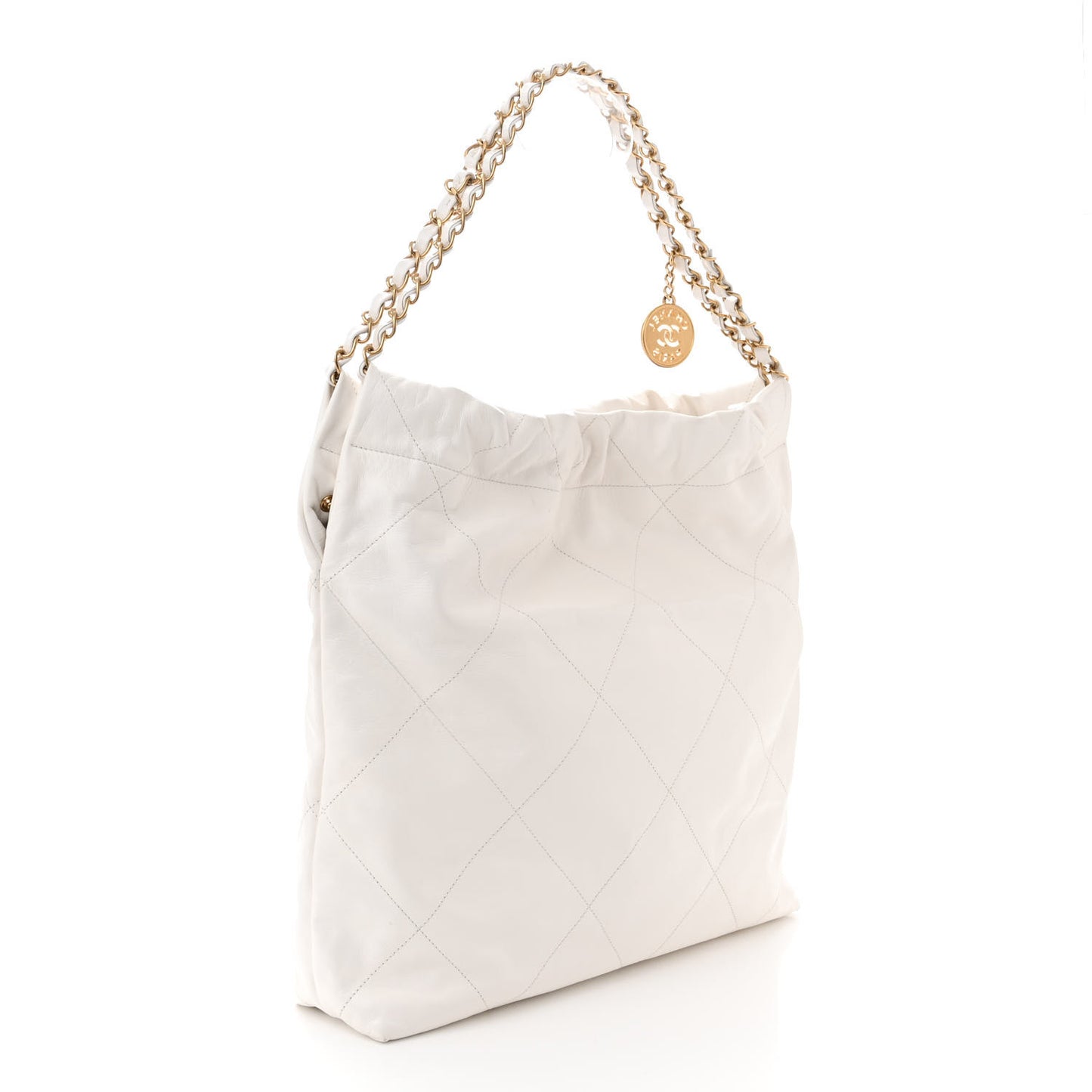 Shiny Calfskin Quilted Chanel 22 White