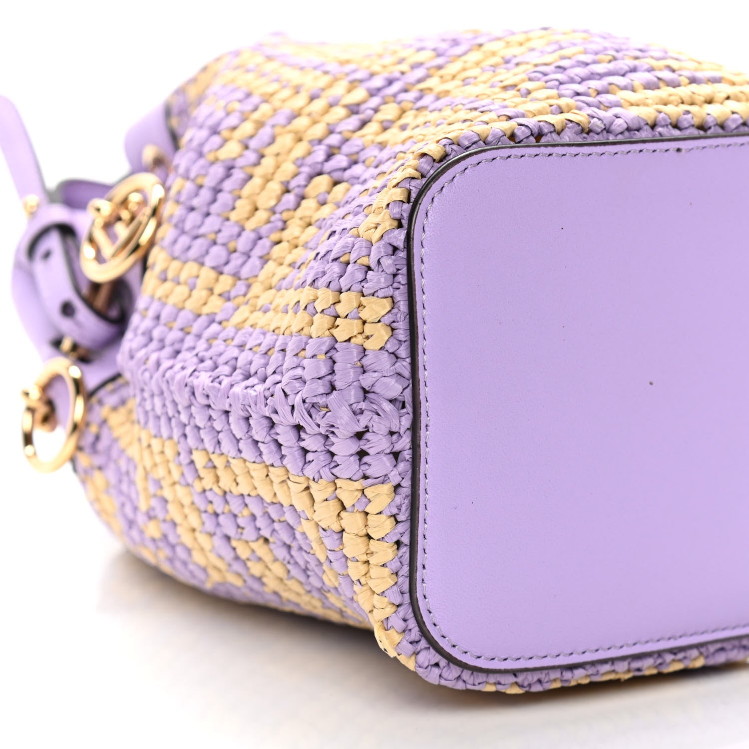 Fendi Raffia Vitello Seta F is Fendi FF Woven Mini Mon Tresor Bucket Bag Anemone Natural 8 of 15