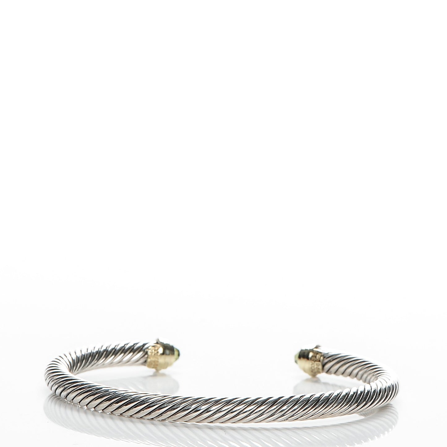 Sterling Silver 14K Yellow Gold Peridot 5mm Cable Classics Petite Color Bracelet