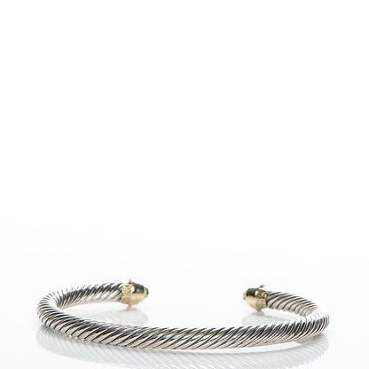 David Yurman Sterling Silver 14K Yellow Gold Peridot 5mm Cable Classics Petite Color Bracelet 3 of 6