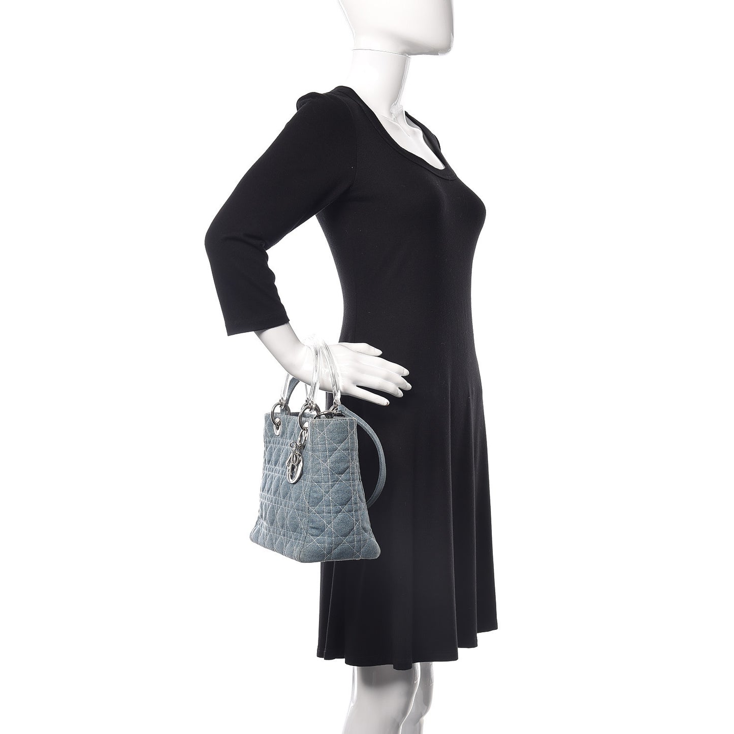 Denim Cannage Medium Lady Dior Light Blue