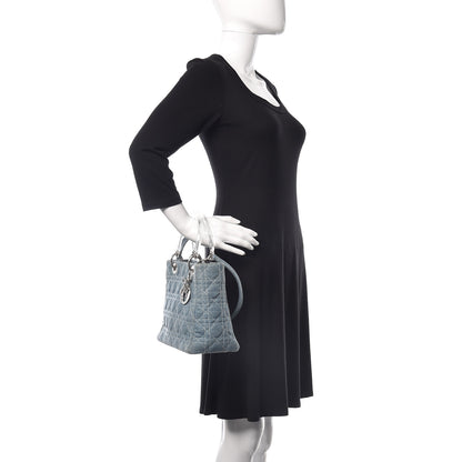 Christian Dior Denim Cannage Medium Lady Dior Light Blue 3 of 10