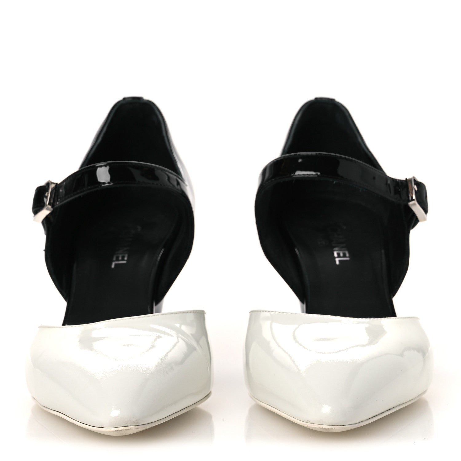 Chanel Patent Calfskin CC Pumps 37 White Black 3 of 12