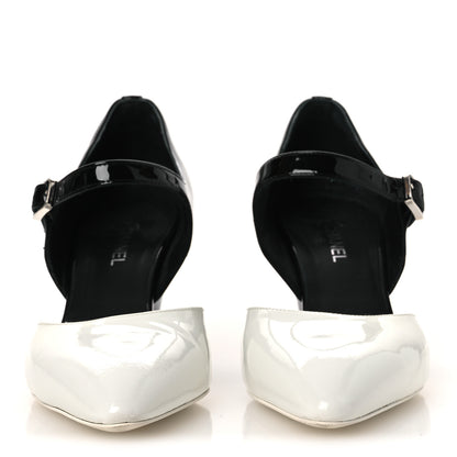 Chanel Patent Calfskin CC Pumps 37 White Black 3 of 12