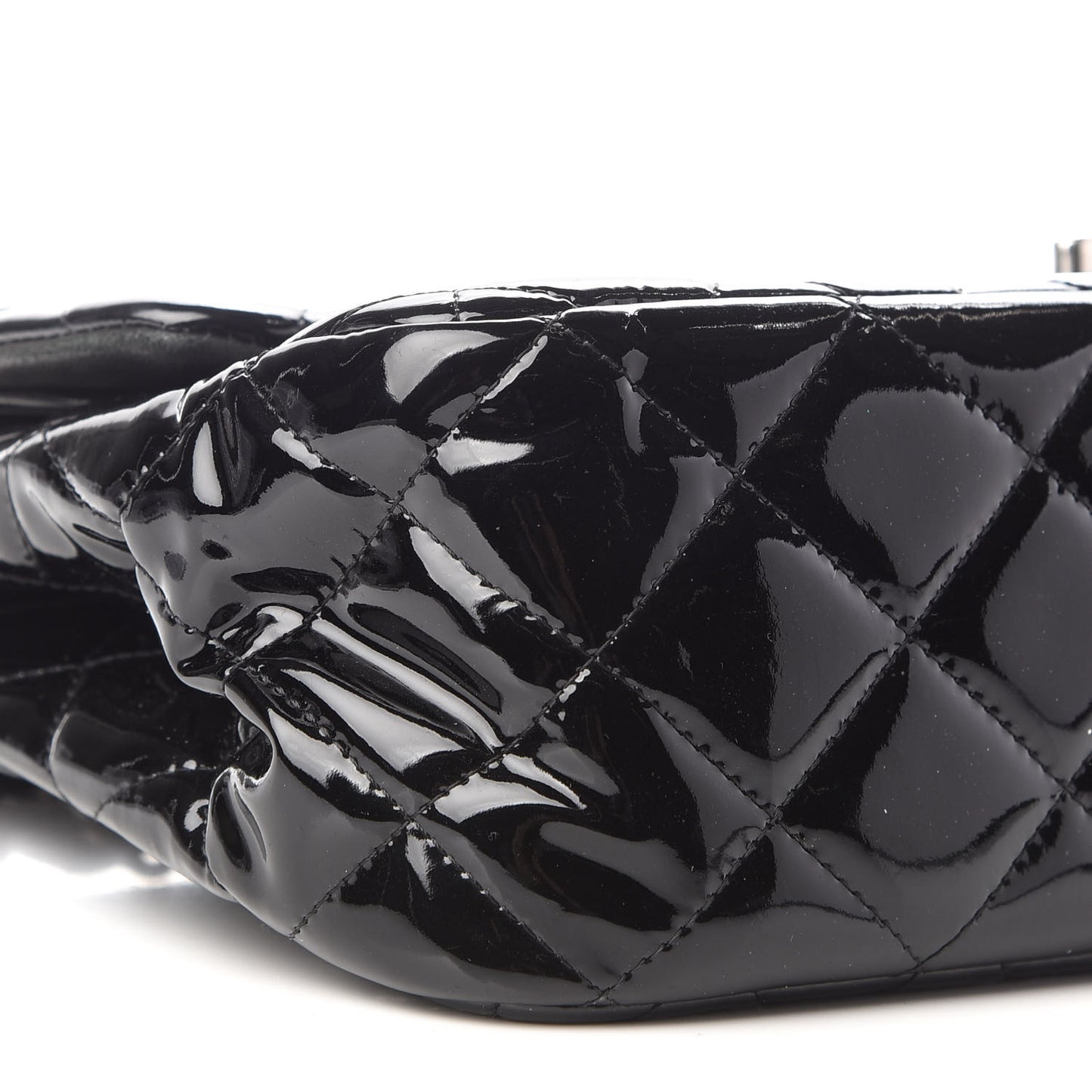Patent Quilted Jumbo Double Flap Black