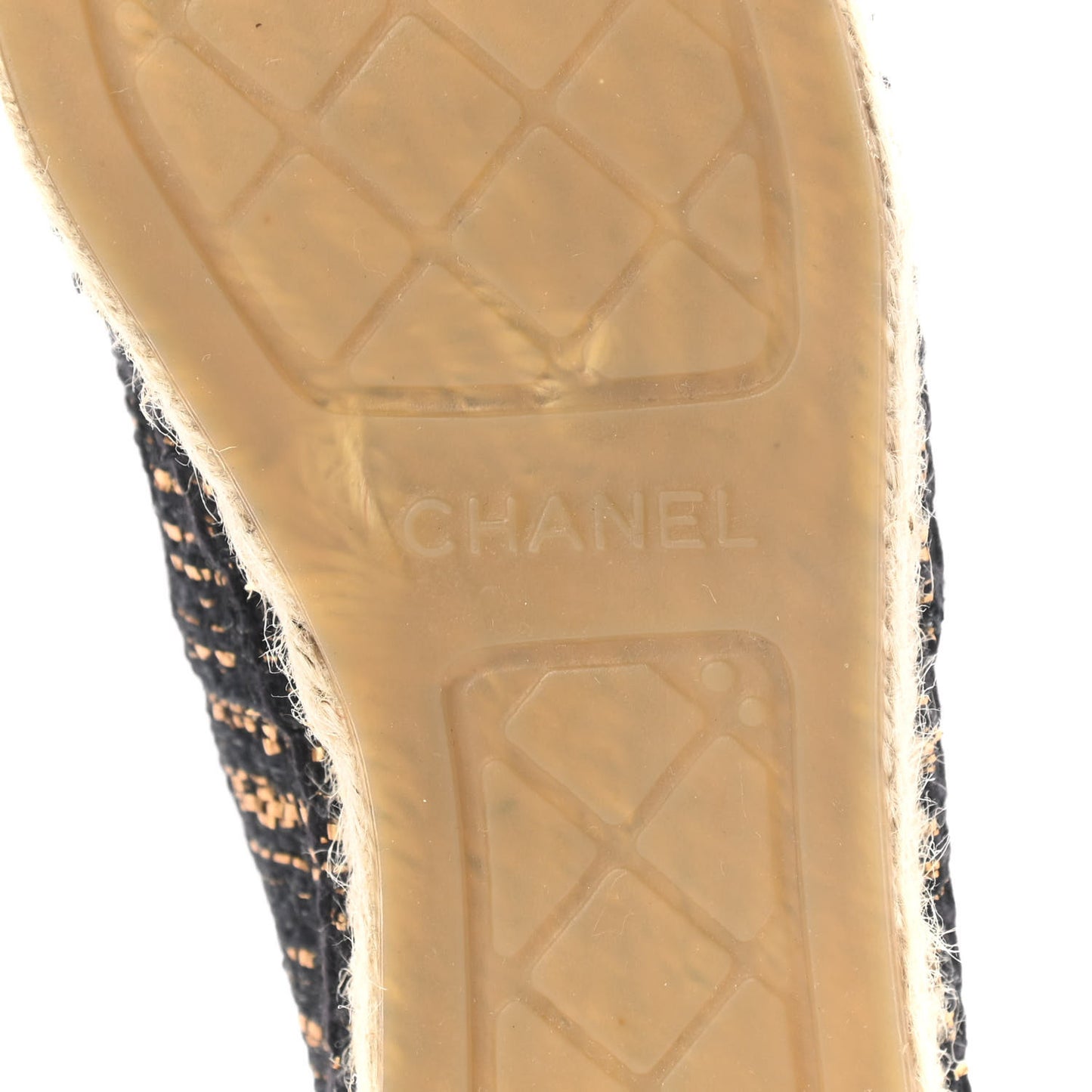 Metallic Tweed Grosgrain CC Espadrilles 39 Black Gold