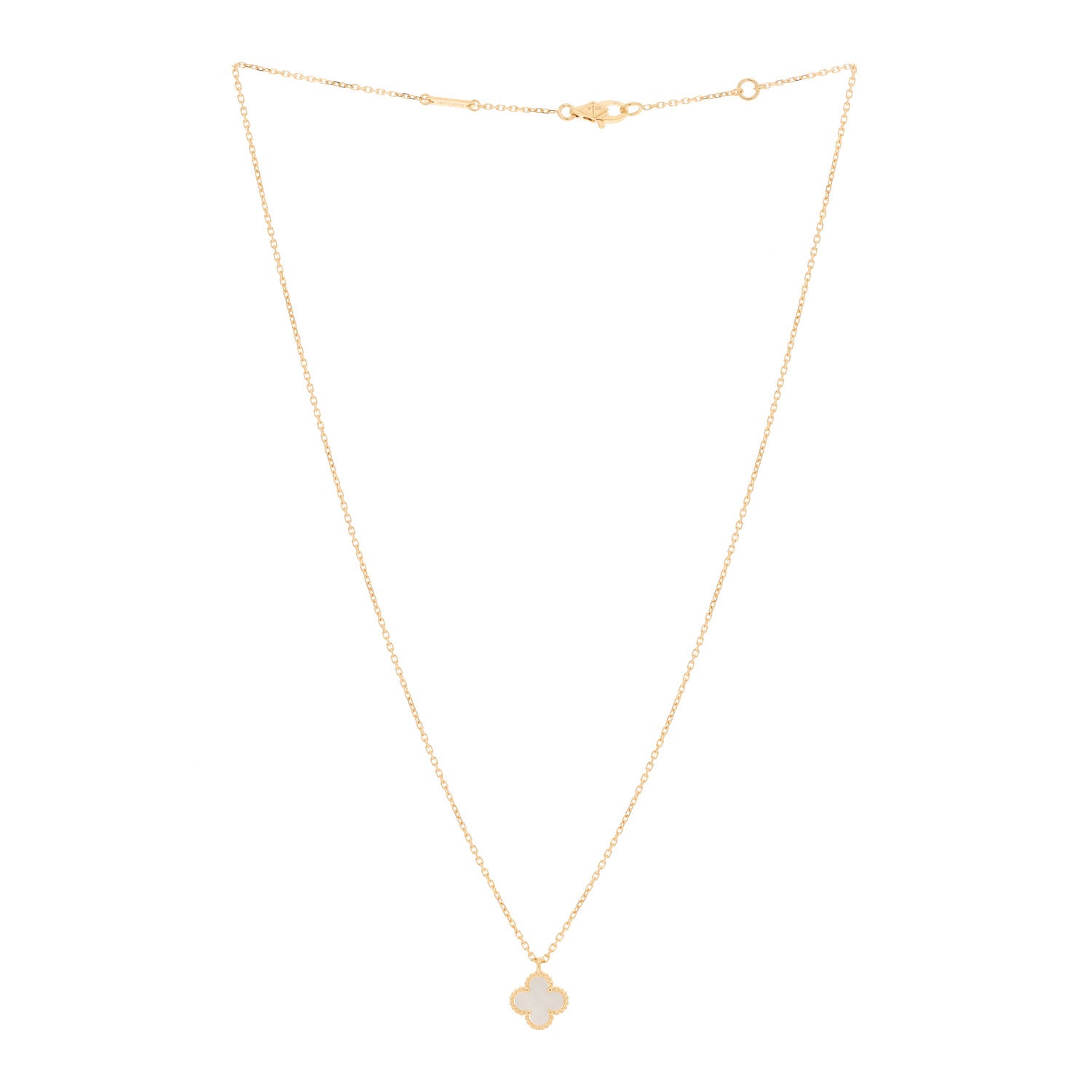 Van Cleef & Arpels 18K Yellow Gold Mother of Pearl Sweet Alhambra Pendant Necklace 3 of 6