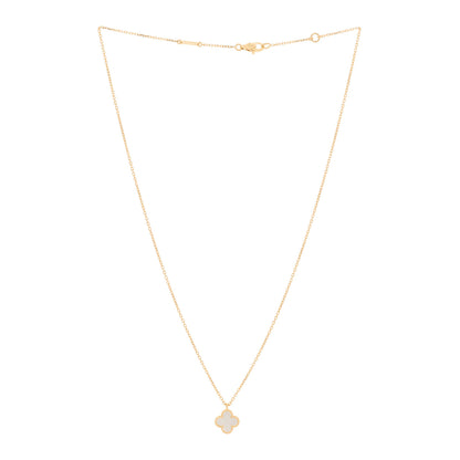 Van Cleef & Arpels 18K Yellow Gold Mother of Pearl Sweet Alhambra Pendant Necklace 3 of 6