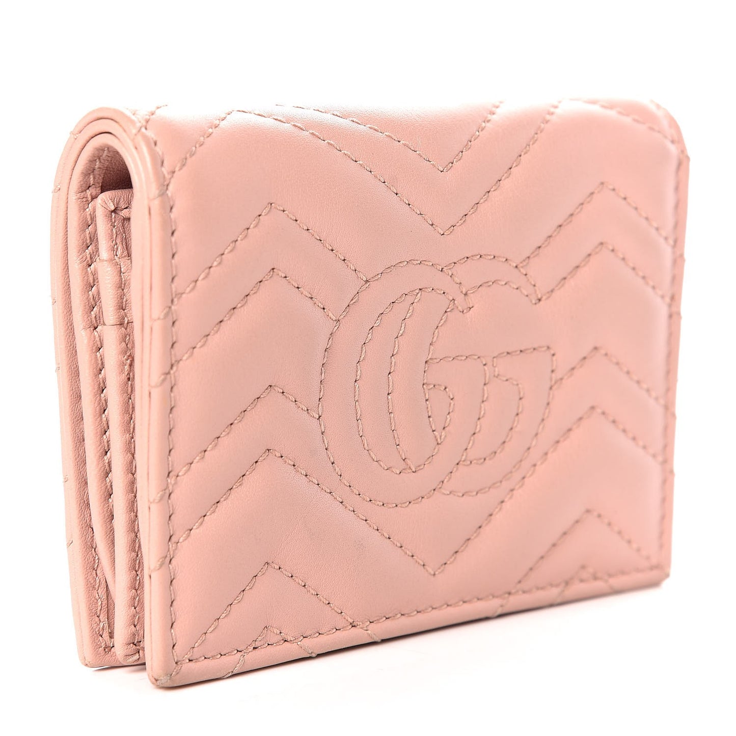 Calfskin Matelasse GG Marmont Card Case Wallet Perfect Pink