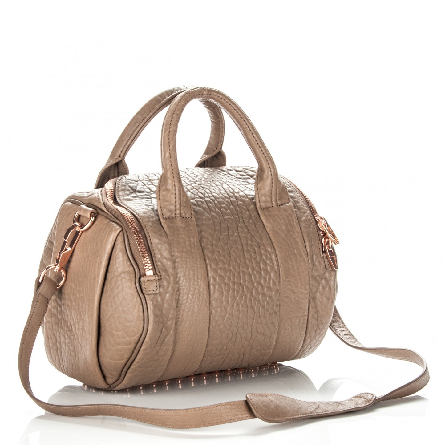 Pebbled Lambskin Rockie Latte Rose Gold Hardware