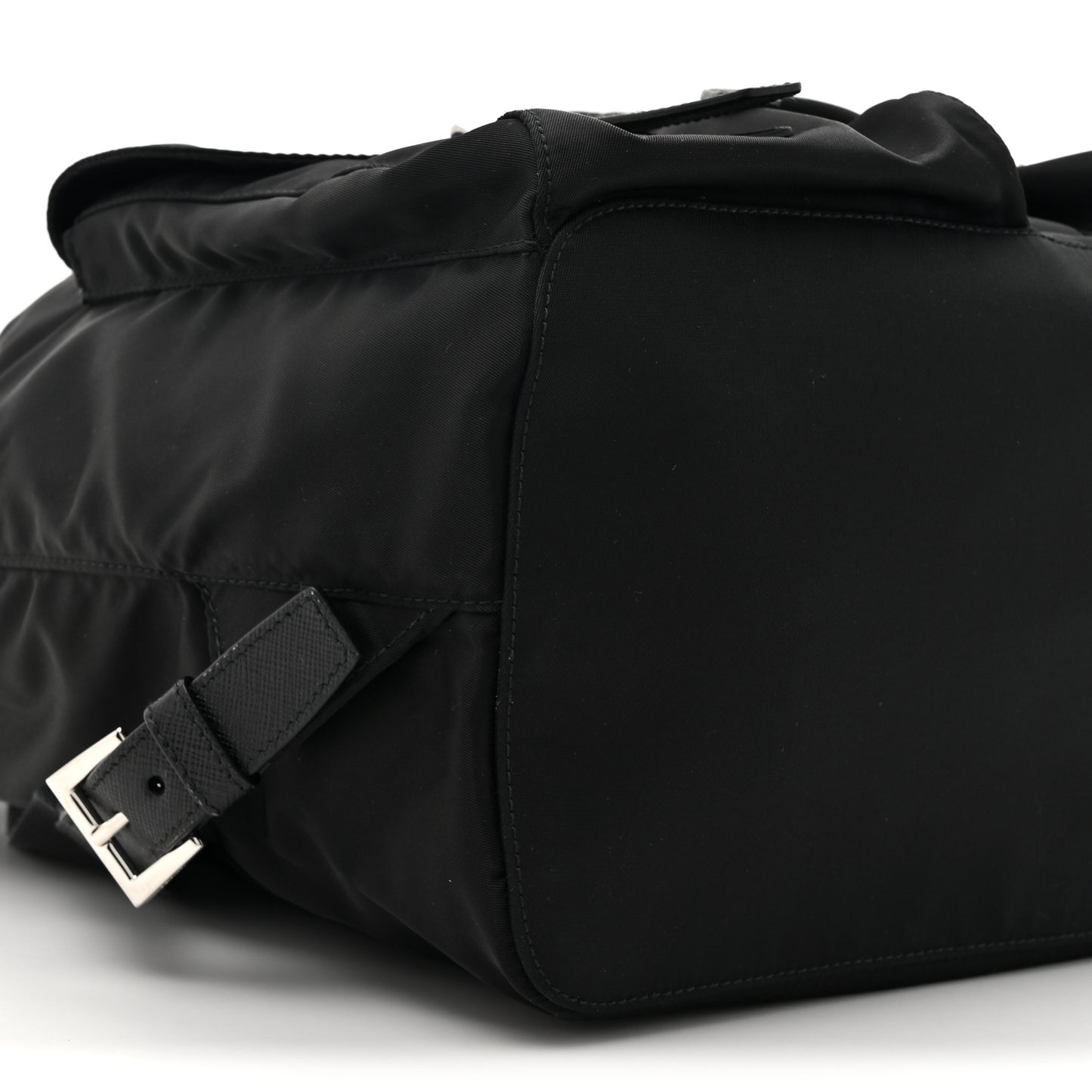 Nylon Vela Saffiano Medium Backpack Black