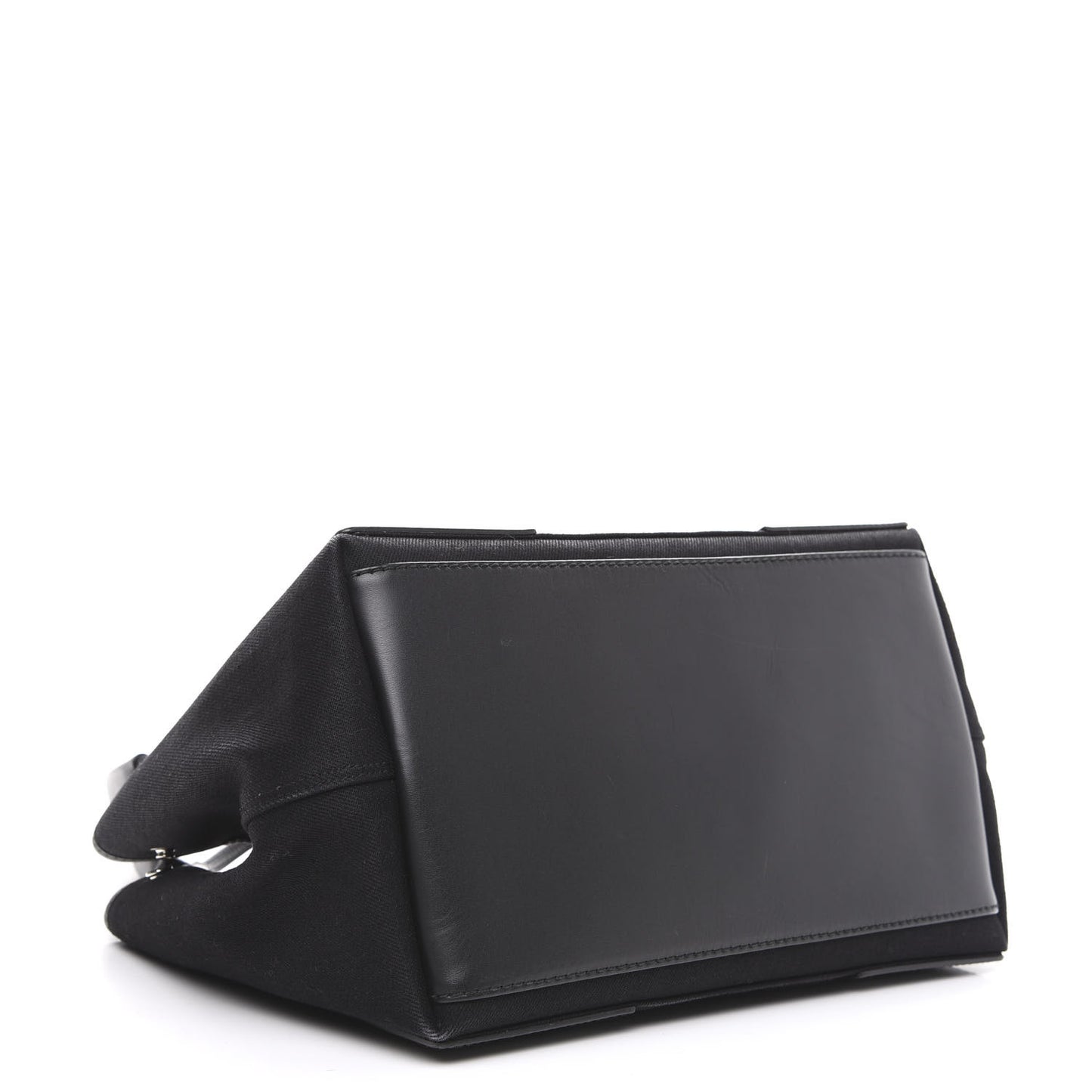 Cotton Canvas Calfskin S Navy Cabas Black