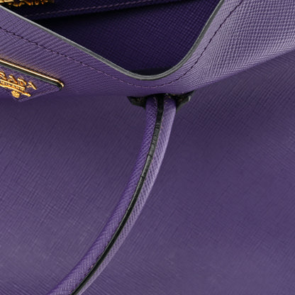 Prada Saffiano Cuir Large Double Bag Viola Black 11 of 12