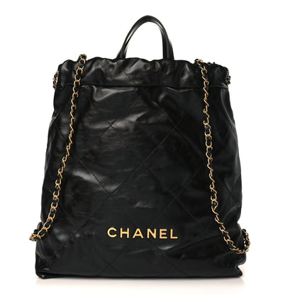 Chanel Shiny Calfskin Quilted Chanel 22 Backpack Black 1 of 9