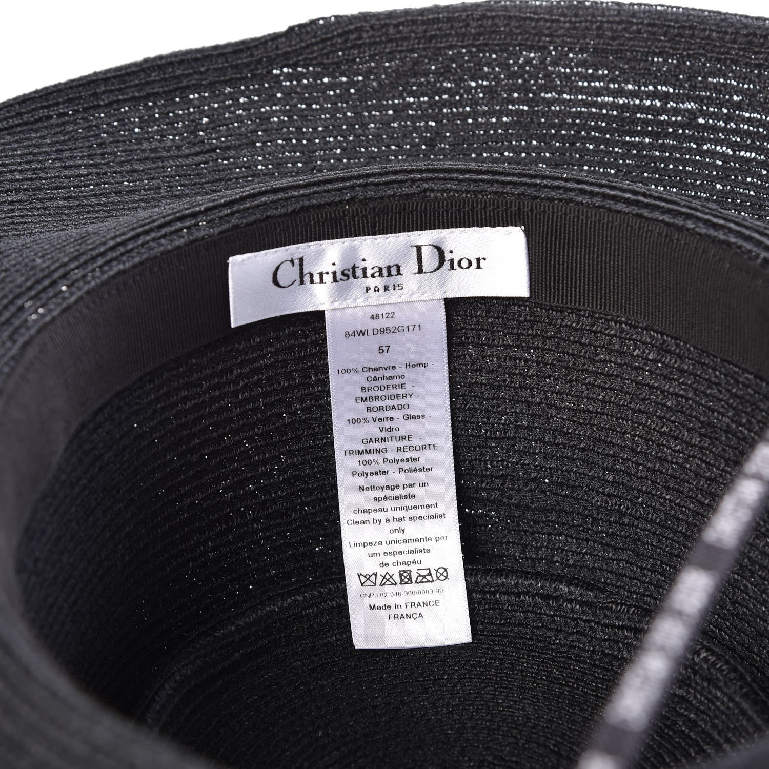 Christian Dior Hemp Beaded Logo Hat 57 Black 6 of 9