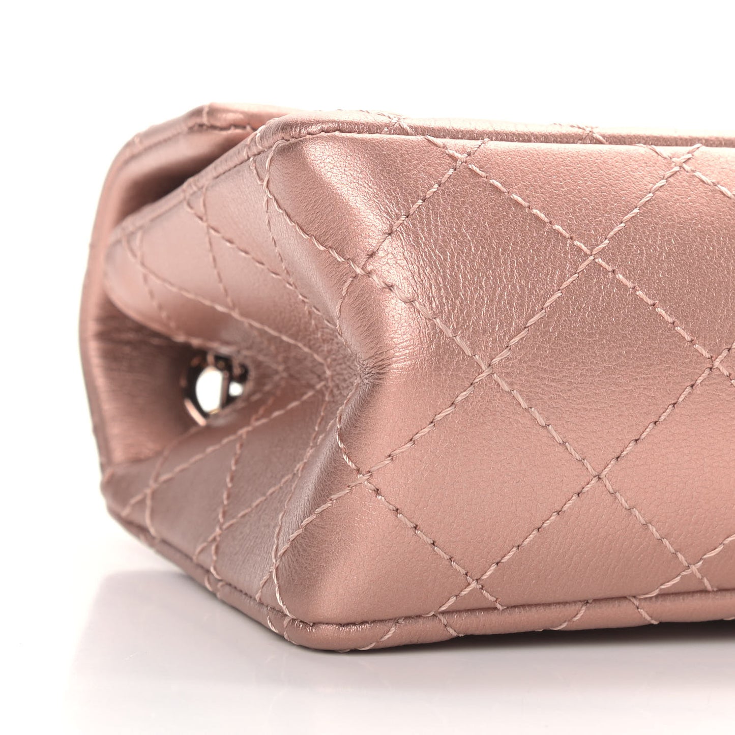 Metallic Grained Calfskin Quilted 2.55 Reissue Mini Flap Copper Pink